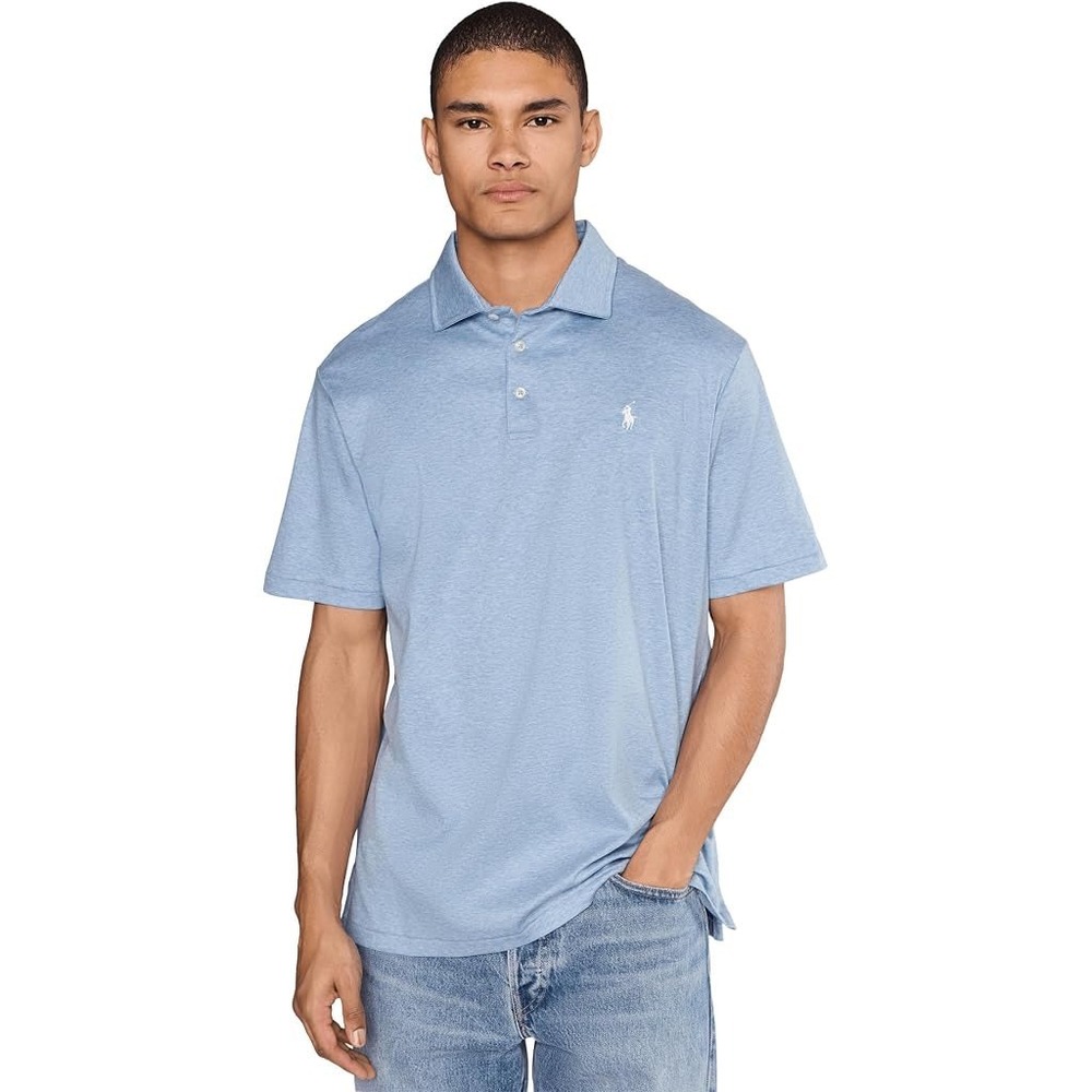 Polo Ralph Lauren Polo Shirt Men Large Blue Preppy Cotton Short Sleeve Pony Logo